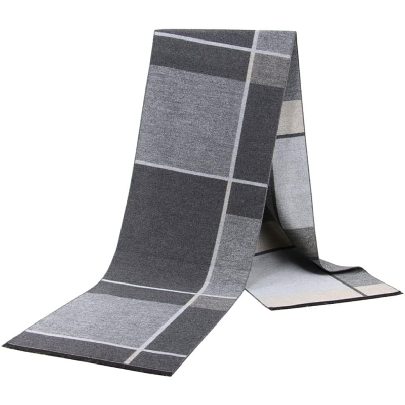 2 Packs Cashmere Feel Men Scarf for Winter, Lattice Grid Plaid Stripe Argyle Windowpane Designs Selection Husband Father Gift - Image 5